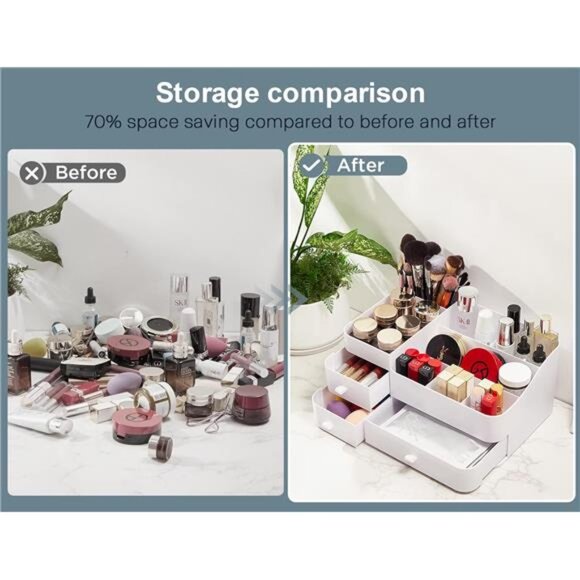 Makeup Organizer with Drawers,Large Capacity Countertop Organizer for Vanity - Picture 5 of 7